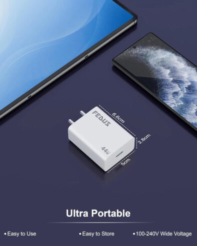 FEDUS Vivo 44W C-Type Flash Fast Charger Adapter for Vivo V40, V40 Pro, V40e, Y300 5G, Y28E, Y28S, T3 Lite, Y58, Y200 Pro, V30E, Y18I, Y18, Y18E, V30, V30 Pro, V29, Iqoo Z9X, T2 Pro, Iqoo 9, Neo 7 Pro | USB C 44 w