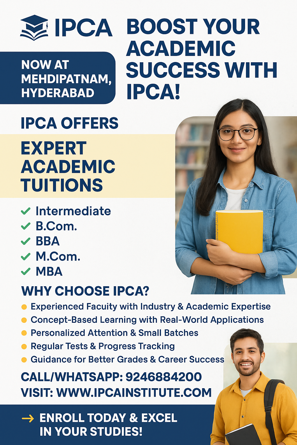 Get Expert Academic Tuitions at IPCA Institute, Mehdipatnam.