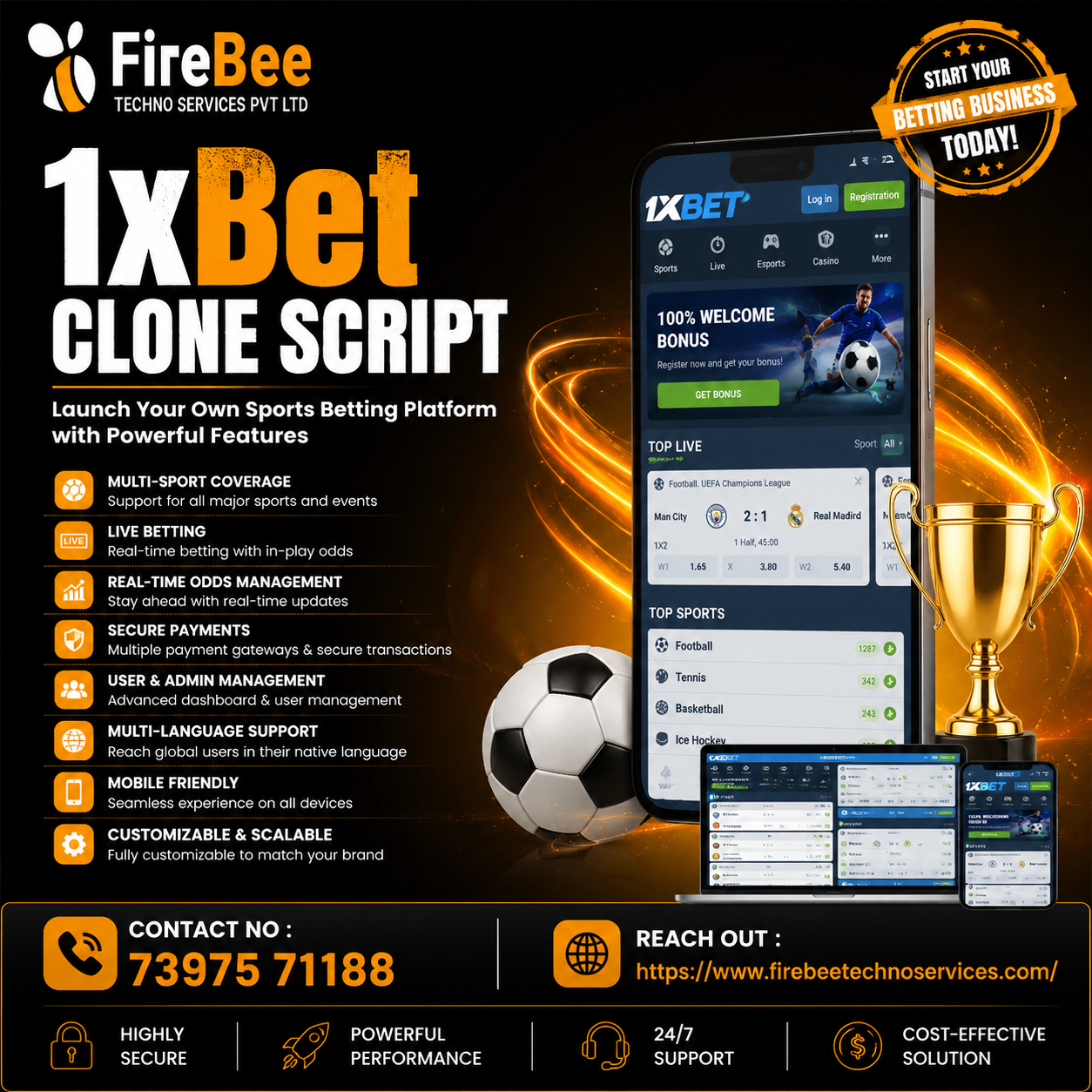 1xBet Clone Script | Launch Your Own Sports Betting Platform
