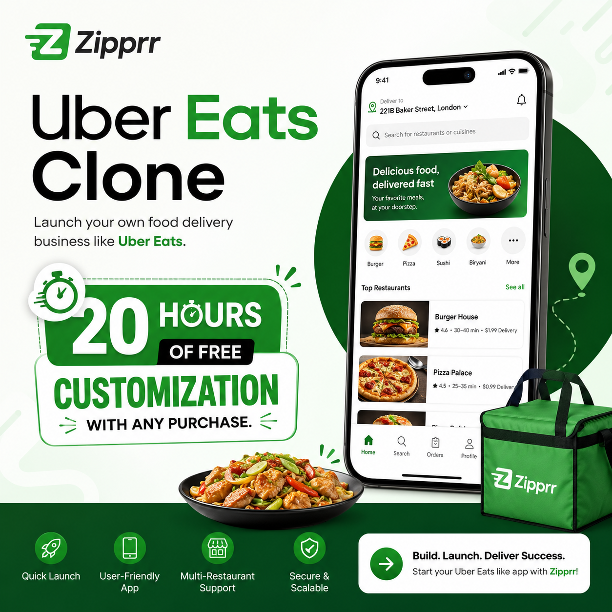 Zipprr Uber Eats Clone App — Customer, Restaurant & Driver Apps