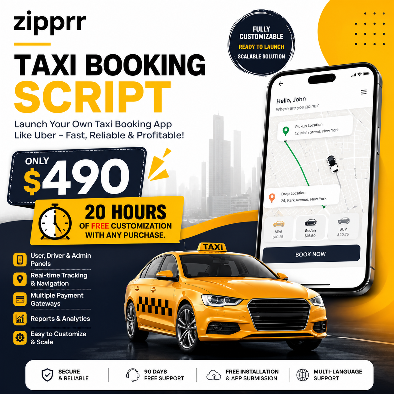 Zipprr Taxi Booking Script — Launch a Local Uber Alternative for $490