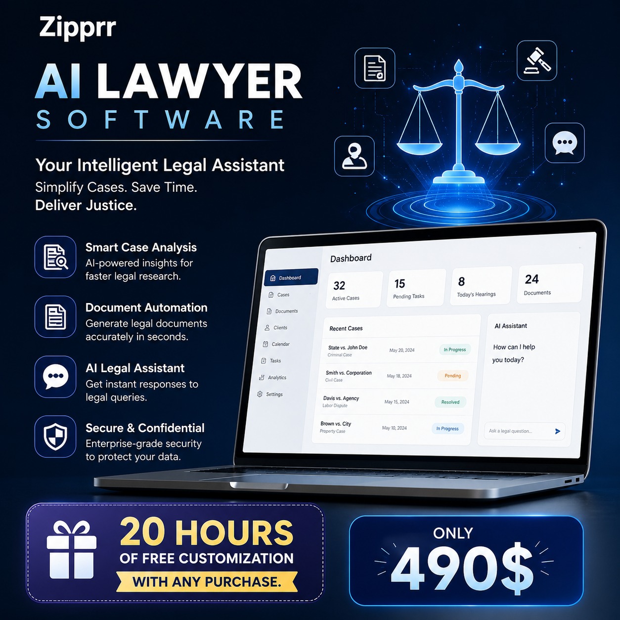 AI Lawyer Software by Zipprr – $490 | White-Label & Resell to Law Firms