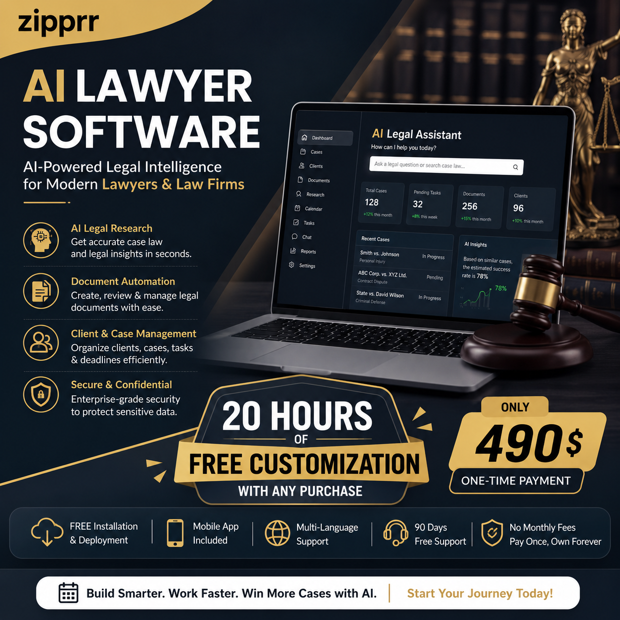 Zipprr AI Lawyer Software – Launch Your Own Legal AI SaaS at $490