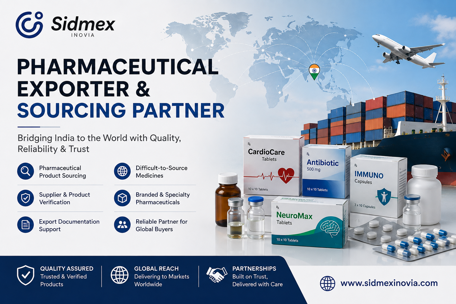 Sidmex Inovia – Pharmaceutical Exporter & Global Medicine Sourcing Partner