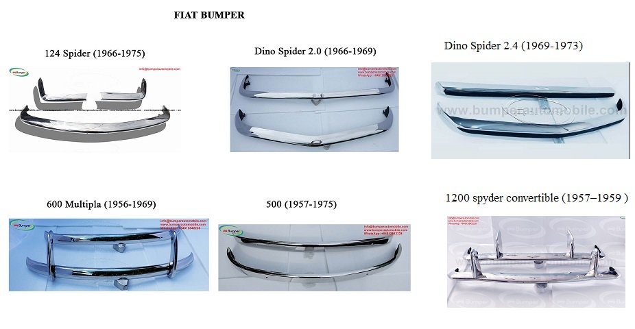 Fiat (1957-1975) Bumper Parts for Classic by stainless steel new