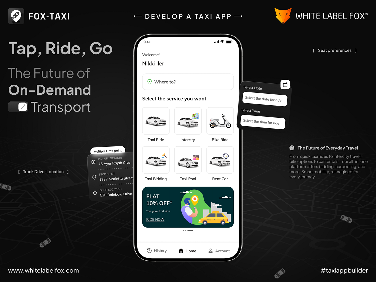 Launch Your Own Ride-Hailing Business with a Powerful Uber Clone App – White Label Fox